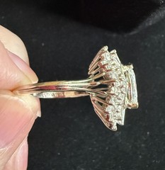 14 KT WG Vintage Ballerina Style Natural Diamond Ring, 2.15 TCW, 5.8 Grams
