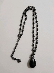 Vintage Carol Lee Black Crystal Necklace Pendant