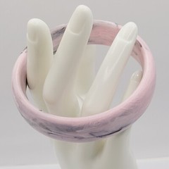 Pink Marble Swirl with Gray Black Abstract Chunky 1990s Bangle Bracelet