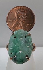 RETRO 10K WALTER LAMPL GREEN JADEITE JADE VINTAGE ANTIQUE RING SIZE 5.75 WL CP13