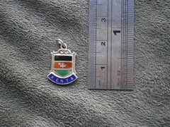 Kenya Africa Vintage Sterling Silver Enamel Travel Shield Bracelet Charm 1.6g