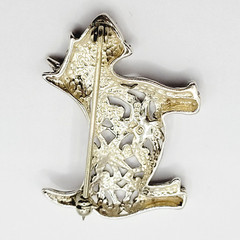 Scottie Dog Scottish Terrier Jezlaine Sterling 925 Filigree Metal Vtg Brooch Pin