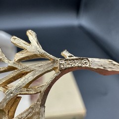 NWT VTG 1950s-1960s CROWN TRIFARI Gold-tone Branch Brooch Earrings Set Jewelry