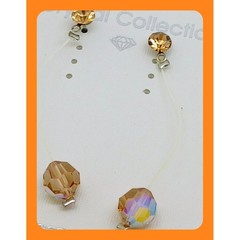 Vintage 1990s Swarovski Crystal Drop Earrings Amber New Old Stock USA Made
