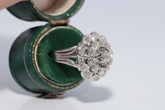Antique Circa 1920s Art Deco 18k Gold Natural Diamond Decorated Strong Ring