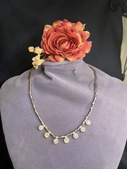 Vintage Silver Tone Necklace W Hanging Rhinestones ;Adjustable Length