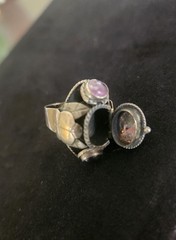Vintage Mexican Sterling Silver Amethyst Poison Ring