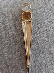 Vintage Gold Plated Geometric 3.5” Spike Brooch Pin with Amber and Clear Stones