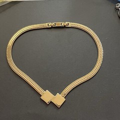 VTG Monte Square Geometric Gold Tone Chain Necklace With Clasp Extender