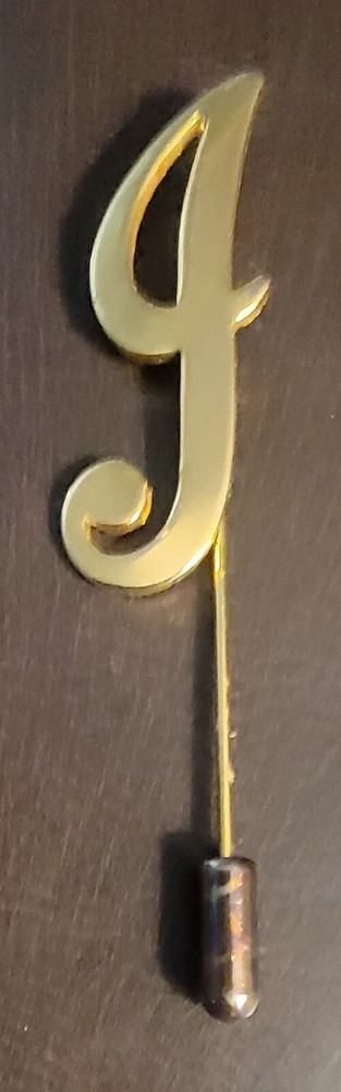 Vintage Gold Tone Initial Brooch Pin “G” 2 .5” Total Inches Excellent Condition