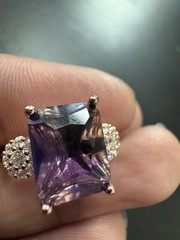 585 14K RG Stamped Rose Gold Indigo Crystal Floral Gem Size 7 Ring