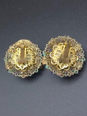 Vintage Stanley Hagler Floral Cluster Clip On Earrings Hand Wired Glass