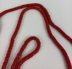Antique Art Deco Flapper Necklace Seed Beed Tassel 1920’s 54″ Orange/Red Sautoir