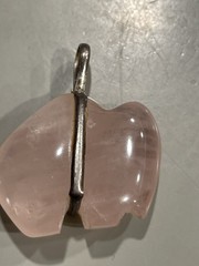 Vintage Fetish Carved Polished Buffalo Pendant Pink Rose Quartz