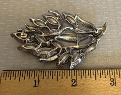 Weiss Signed Vintage AB Hot Pink Marquise Rhinestone Spray Brooch Silvertone 3″
