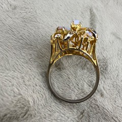 Vintage Cocktail Ring Gold Tone Polished Stone Size 8.5