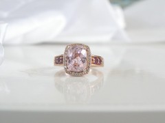 Rose Gold on Sterling Silver 925 Natural Irradiated Morganite Size 6 Ring