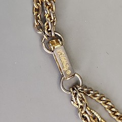 Vintage Celebrity Tassel Necklace Teardrop Imitation Pearl Layered Gold Tone 24″