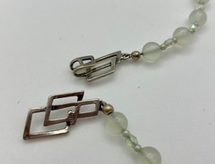 Opaline Glass Bead Necklace w/ 925 Modernist Geometric Interlocking C Clasp MCM