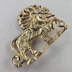 800 Silver Lion Brooch Gold Vermeil Italy [8123]