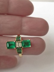 Natural Emerald 2.30 Ct Art Deco Antique Vintage Wedding Ring 14K Yellow Gold FN