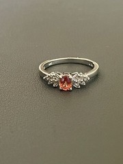 14KT White Gold 0.46CT Orange Sapphire & 0.14CTW Diamond Ring. Size 7(I50)