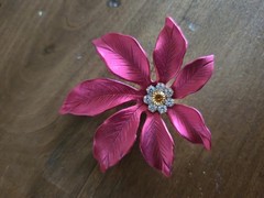 Vintage Poinsettia Brooch And Earrings For Winter/Christmas