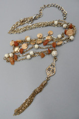 Chain Tassel Pendant Necklace Layered Carnelian Chip Howlite Station Shell Charm