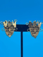 Vintage DC INCA 800 Silver Gold Plated OMEGA Back Earrings 1.25 x 1.25 in16.63 g