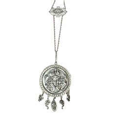 Original RARE GOLDETTE ART NOUVEAU GODDESS Lariat Pendant Silver Tone Necklace