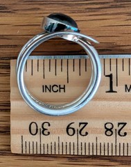 Vintage LW 925 Sterling Silver Moonstone Bypass Hippie Ring Modernist Size 7-8