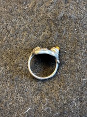 VINTAGE ARTISAN STERLING 925 GEN STONE LEAF MOTIF RING *6.6 gm*