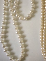 Vintage Faux Pearl Necklace Lot Tassel Double Strand & Long Strand Retro Jewelry