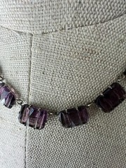 Antique Art Deco Purple Molded Glass Rivière Necklace – 17” – Silver Clasp