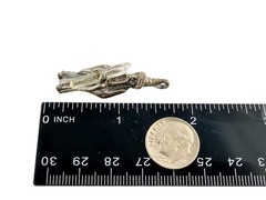 Designer Vintage Sterling Silver Wizard Holding Quartz Crystal Pendant 5g 1.5 In