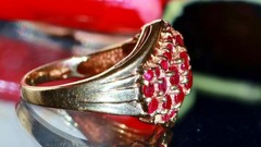 10k yellow gold ring 1.40ct natural, treated ruby size 8 vintage 4.27gr N3724