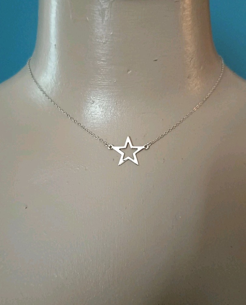 Sterling Silver Star Necklace Celestial Delicate Simple Minimalist VTG Jewelry