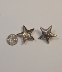 Vintage Jezlaine Sterling Silver Star Moon 30mm Earrings Signed