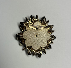 Vintage Emerald Green & Black Rhinestone Flower Brooch Pin Aurora Borealis