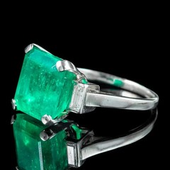 Aer Deco Antique Vintage 4.50Ct Natural Emerald Wedding Ring 925 Sterling Silver