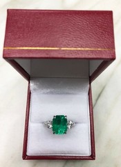 Art Deco Antique 3.50 Ct Natural Green Emerald Vintage Wedding Ring 925 Silver