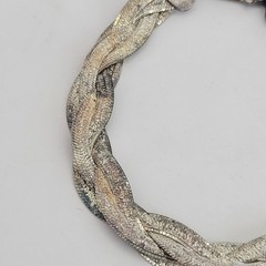 Vintage KC Braided Sterling Silver Italy Herringbone Textured Chain 7″ Bracelet