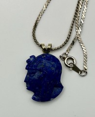 Vintage Scarab Bracelets Pharaoh Pendant Lapis Egyptian Revival Blue *READ*