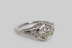 1.35Ct White Round Cut Simulated Diamond Vintage Antique Style 925 Silver Ring
