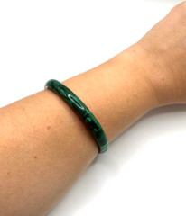 Vintage Copper and Green Malachite Inlay Bangle Bracelet 2.25″ Diameter