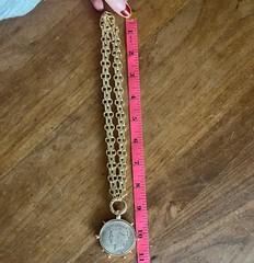 Dual Sided Statement large vintage coin pendant with chunky chain.