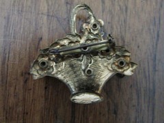 Vintage sweet enamel metal flower basket brooch pin