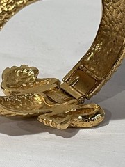 Kenneth J. Lane Signed Gold-Tone Vintage Alligator Watch Clamper Bracelet