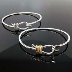 Sterling Silver Lariat Rope Bangle Charm Bracelet Western Rodeo Cowgirl Jewelry