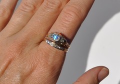 Antique Old 14k Solid Gold Natural Mine Cut Diamond Ring Band – Wedding Set 7.25